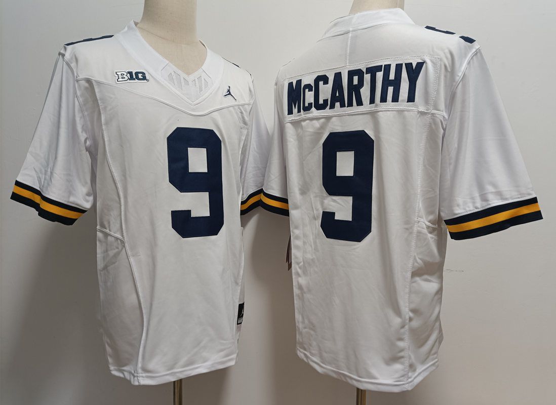 Men Michigan Wolverines #9 Mccarthy White 2025 NCAA Jersey